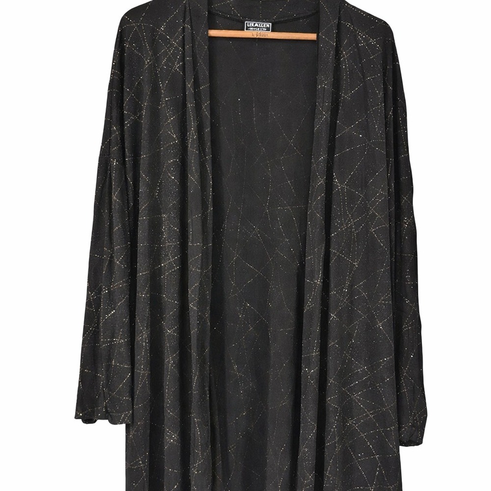Lisa Marlen Black Glitter Geometric‎ Open Front Cardigan Top